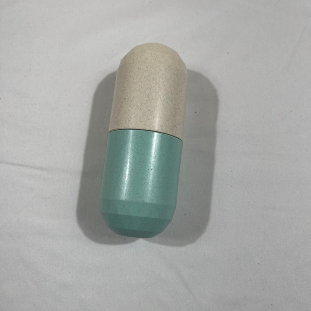 Weekly Pill Organizer Teal Cream Capsule Swivel 7-Day Case Travel Medication